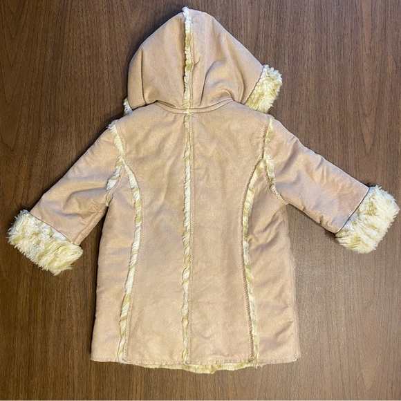 Circo Faux Suede & Shearling Tan Jacket Toddler Size 12M Winter Coat Fur Hood - Picture 7 of 11